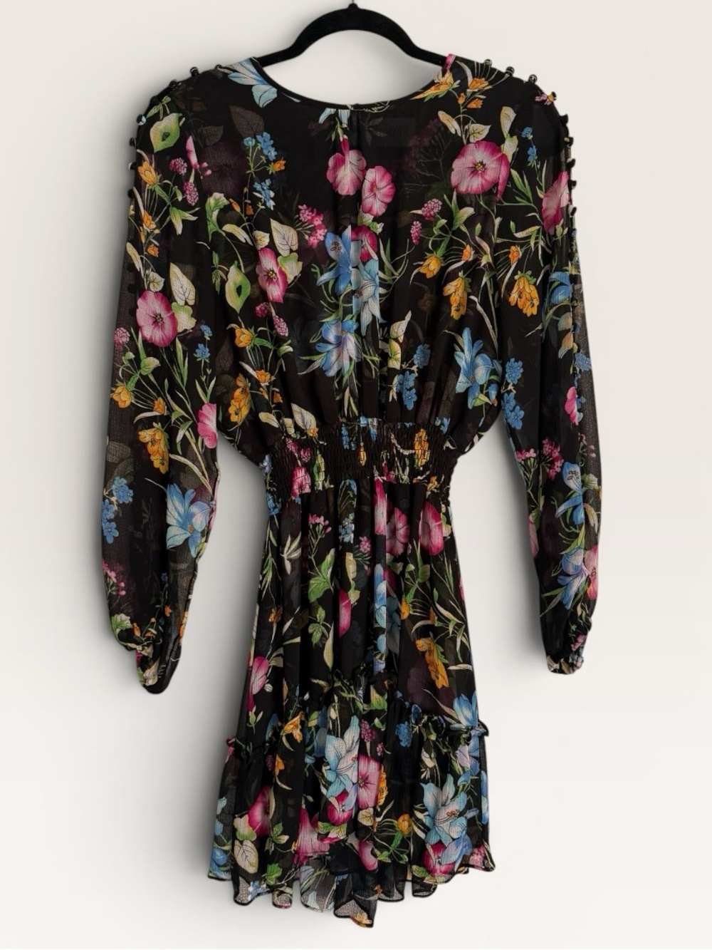 Misa Los Angeles Callae Floral Mini Dress Black Size S $440 SLEEVE porn :) - Picture 4 of 10